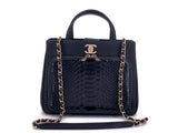Pristine Chanel 2018 Black Python Business Affinity Two Way Tote Bag GHW OUT