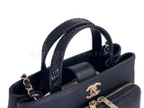 Pristine Chanel 2018 Black Python Business Affinity Two Way Tote Bag GHW OUT