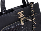 Pristine Chanel 2018 Black Python Business Affinity Two Way Tote Bag GHW OUT