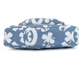Chanel 2004 Vintage Lucky Clover Blue White Print Frame Bag GHW ZK4