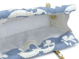 Chanel 2004 Vintage Lucky Clover Blue White Print Frame Bag GHW ZK4