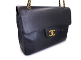 Chanel 1994 Vintage Black Caviar Supermodel XXL Flap Bag Weekender 24k GHW SSY