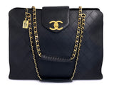 Chanel 1996 Vintage Black Quilted Supermodel XL Weekender Tote Bag 24k GHW WR2