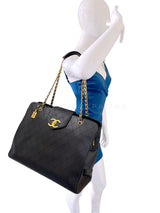 Chanel 1996 Vintage Black Quilted Supermodel XL Weekender Tote Bag 24k GHW WR2