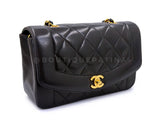Chanel 1995 Vintage Black Small Diana Flap Bag Lambskin 24k GHW VTN