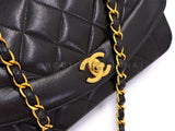 Chanel 1995 Vintage Black Small Diana Flap Bag Lambskin 24k GHW VTN