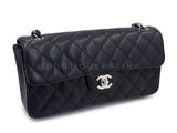 Chanel Vintage 2008 Black Caviar East West Medium Classic Clutch Flap Bag SHW 7VJ