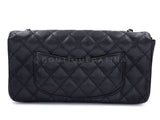 Chanel Vintage 2008 Black Caviar East West Medium Classic Clutch Flap Bag SHW 7VJ