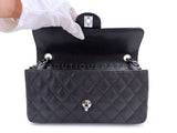 Chanel Vintage 2008 Black Caviar East West Medium Classic Clutch Flap Bag SHW 7VJ