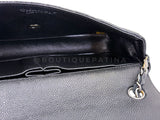 Chanel Vintage 2008 Black Caviar East West Medium Classic Clutch Flap Bag SHW 7VJ