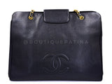 Chanel 1996 Vintage Caviar Weekender Supermodel XL Shopper Tote Bag 24k GHW Black POV