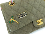 Chanel 17C Coco Cuba Khaki Medium Classic Double Flap Bag GHW CPX