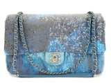 Pristine Chanel 2018 Limited Waterfall Sequins Jumbo Maxi Flap Bag SHW 7B8