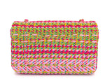 Chanel 21C Pink Green Crocheted Tweed Rectangular Mini Flap Bag GHW E7Q