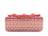 Chanel 21C Pink Green Crocheted Tweed Rectangular Mini Flap Bag GHW E7Q