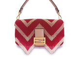 FENDI Baguette Bag Hand-Embroidered Fringe Red Ivory Beaded Two-Way GHW