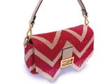 FENDI Baguette Bag Hand-Embroidered Fringe Red Ivory Beaded Two-Way GHW