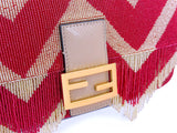 FENDI Baguette Bag Hand-Embroidered Fringe Red Ivory Beaded Two-Way GHW