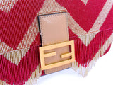FENDI Baguette Bag Hand-Embroidered Fringe Red Ivory Beaded Two-Way GHW