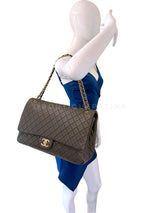 Chanel 2016 Khaki Brown Airlines XXL Grained Calfskin Flap Bag GHW 6J7