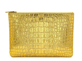 Chanel 19A Egypt Paris-New York Crocodile Print Gold Clutch Bag O Case Large OJJ
