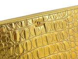Chanel 19A Egypt Paris-New York Crocodile Print Gold Clutch Bag O Case Large OJJ