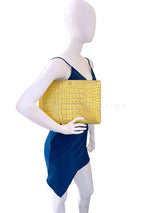 Chanel 19A Egypt Paris-New York Crocodile Print Gold Clutch Bag O Case Large OJJ