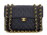 Chanel 2002 Vintage Black Caviar Jumbo Classic Flap Bag 24k GHW  UVR
