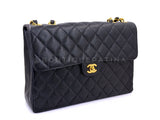 Chanel 2002 Vintage Black Caviar Jumbo Classic Flap Bag 24k GHW  UVR