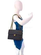 Chanel 2002 Vintage Black Caviar Jumbo Classic Flap Bag 24k GHW  UVR