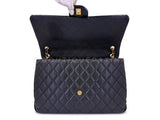 Chanel Black Airlines Maxi XL Textured Calfskin Travel Flap Bag GHW 2FZ