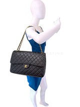 Chanel Black Airlines Maxi XL Textured Calfskin Travel Flap Bag GHW 2FZ