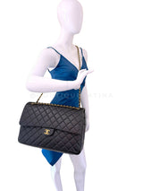 Chanel Black Airlines Maxi XL Textured Calfskin Travel Flap Bag GHW 2FZ