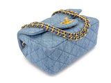 Chanel 22C Blue Denim Pearl Crush Square Mini Flap Bag GHW 93E