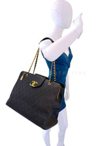 Chanel 1995 Black Quilted Supermodel XL Weekender Tote Bag 24k GHW WR2