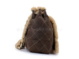 Chanel 2004 Vintage Quilted Brown Shearling Maxi Jumbo CC Flap Bag GHW NON