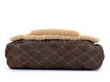 Chanel 2004 Vintage Quilted Brown Shearling Maxi Jumbo CC Flap Bag GHW NON
