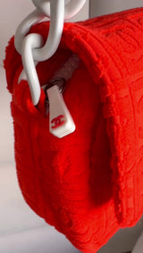 Chanel 2002 Vintage Dark Orange Terry Sport Line Flap Bag Resin Chain XIL