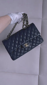 Chanel 20C Dark Navy Blue Medium Caviar Classic Double Flap Bag GHW KE2