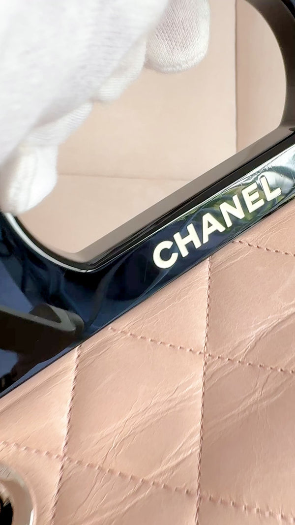Chanel Resin Handle Beige Delivery Jumbo Flap Bag 2014 SHW 21I