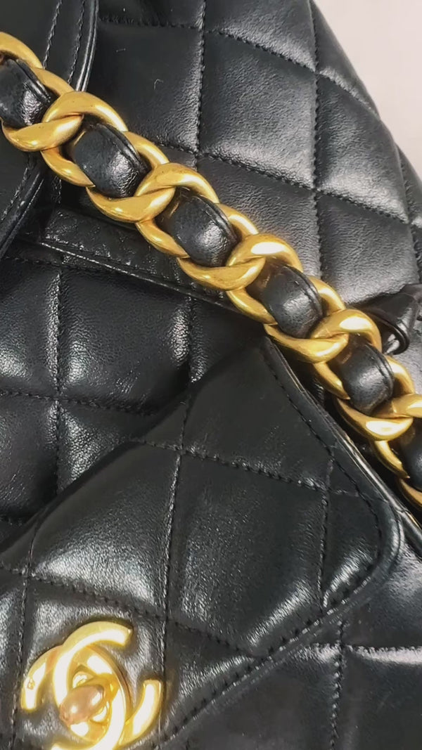 Chanel 1996 Vintage Black Lambskin Duma Backpack Bag 24k GHW CAR