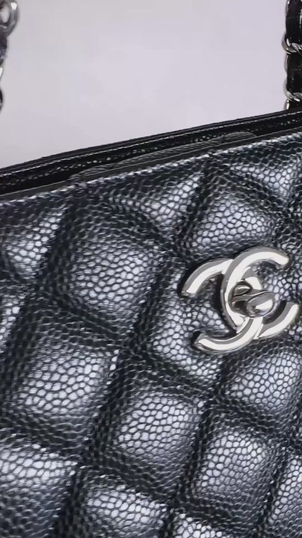 Chanel Black Caviar Timeless Classic Grand Shopper Tote Bag SHW ZFL