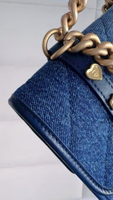 Chanel Ombre Denim Quilted Messenger Flap Bag GHW YOO