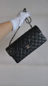 Chanel Vintage Black Caviar East West Medium Classic Clutch Flap Bag SHW 7VJ
