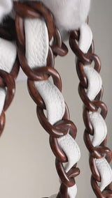 Chanel 1999 Vintage White Caviar Medium Classic Flap Bag "Wooden" HW SZZ