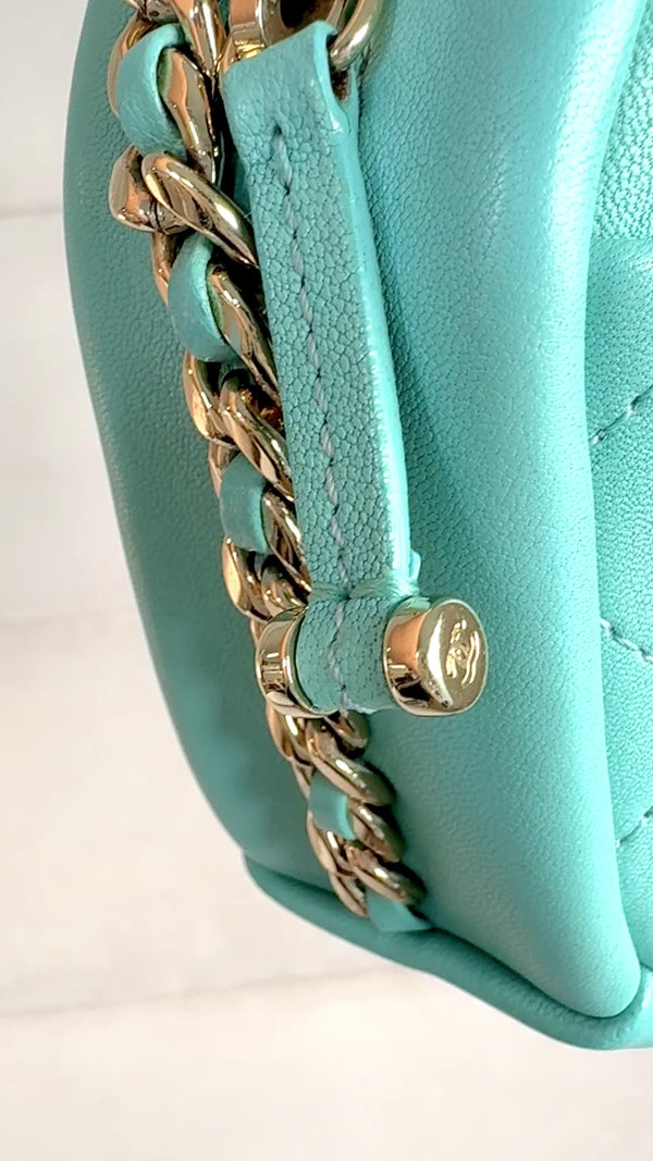 Chanel Tiffany Blue Light Teal Goatskin Camera Bag GHW FI1