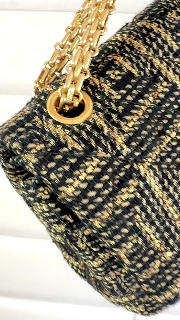 Chanel 2011 Gold-and-Black Rope Spun Paris Byzance Jumbo Reissue Flap Bag GHW ZJQ