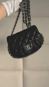 Chanel Black Mini Chain Around Flap Crossbody Messenger Bag SHW SSV