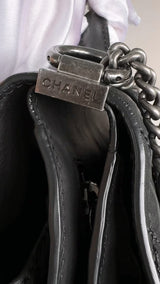 Rare Chanel 14A Black Mongolian Lamb Fur Paris-Dallas Fringe Saddle XL Flap Bag 2TX