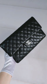 Chanel 2020 Black Caviar Timeless Flap Clutch Bag SHW DTG
